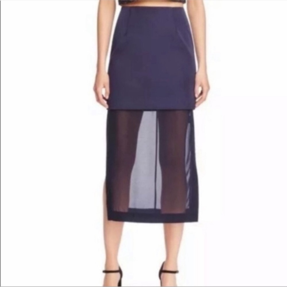 KEEPSAKE Navy Side Slit NORTHERN LIGHTS Midi Skirt new without tags size xs